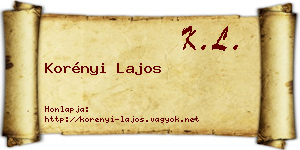Korényi Lajos névjegykártya