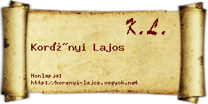 Korényi Lajos névjegykártya